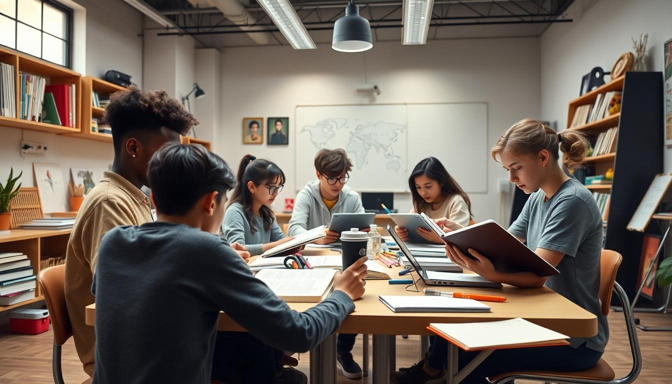 Students working in research laboratory
